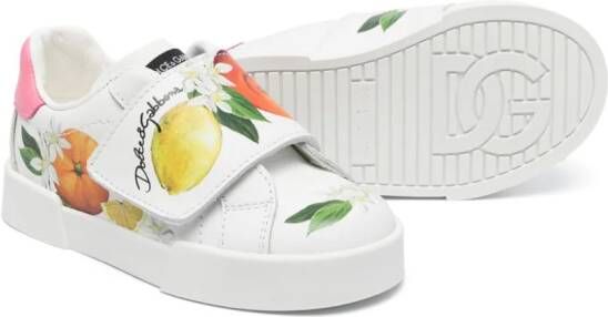 Dolce & Gabbana Kids fruit-print leather sneakers White
