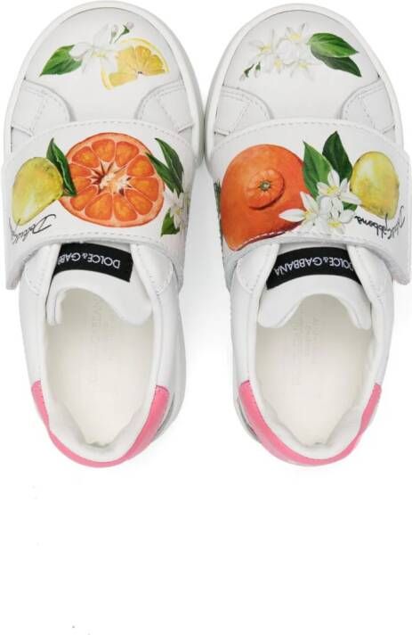 Dolce & Gabbana Kids fruit-print leather sneakers White