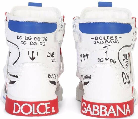 Dolce & Gabbana Kids graffiti-print high-top sneakers White