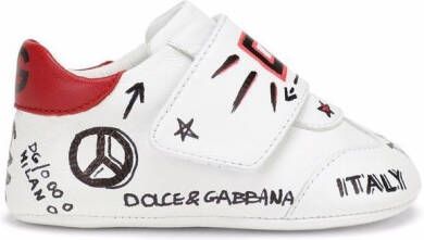 Dolce & Gabbana Kids graffiti-print leather sneakers White