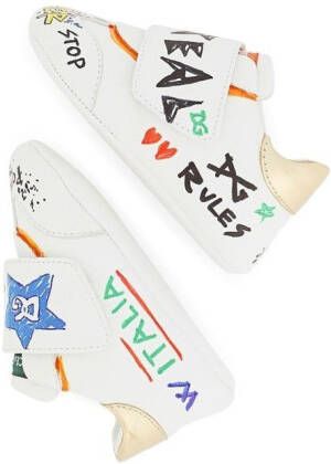 Dolce & Gabbana Kids graffiti-print touch-strap sneakers White