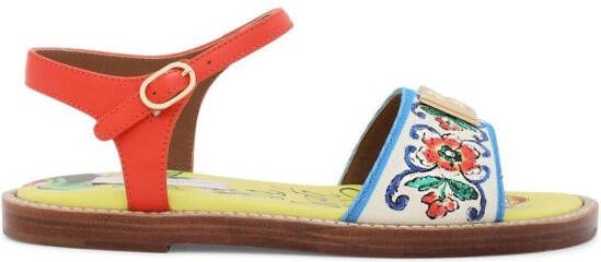 Dolce & Gabbana Kids graphic-print leather sandals Red