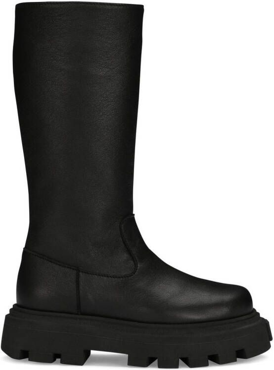 Dolce & Gabbana Kids leather calf-length boots Black
