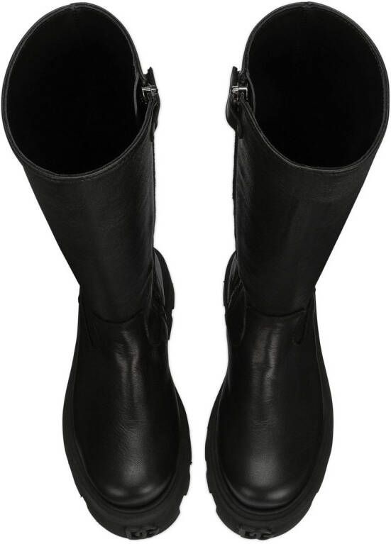 Dolce & Gabbana Kids leather calf-length boots Black