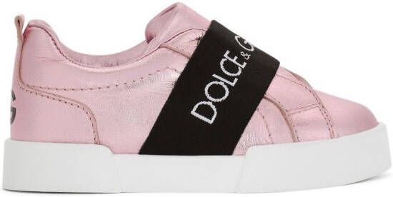 Dolce & Gabbana Kids leather slip-on trainers Pink