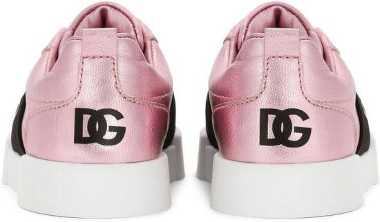 Dolce & Gabbana Kids leather slip-on trainers Pink