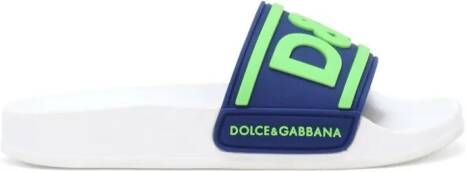 Dolce & Gabbana Kids logo-appliqué slides Blue