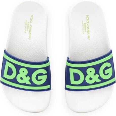Dolce & Gabbana Kids logo-appliqué slides Blue