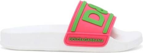 Dolce & Gabbana Kids logo-appliqué slides Pink