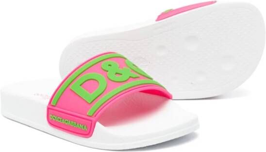 Dolce & Gabbana Kids logo-embossed slides Pink