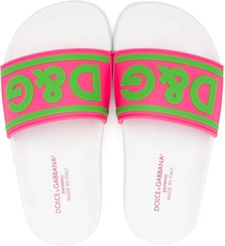 Dolce & Gabbana Kids logo-embossed slides Pink