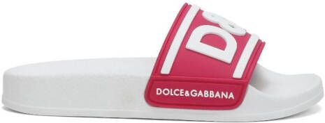 Dolce & Gabbana Kids logo-embossed slip-on slides Red