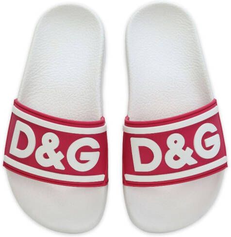 Dolce & Gabbana Kids logo-embossed slip-on slides Red