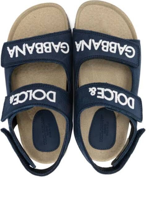 Dolce & Gabbana Kids logo-embroidered touch-strap sandals Blue
