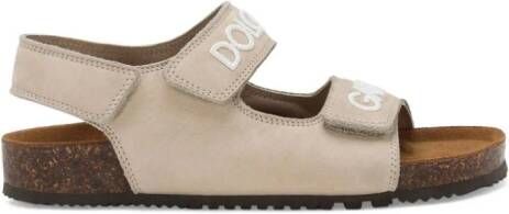 Dolce & Gabbana Kids logo-embroidered touch-strap sandals Neutrals