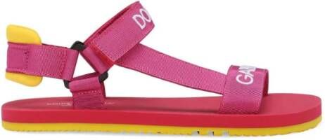 Dolce & Gabbana Kids logo-embroidered touch-strap sandals Pink