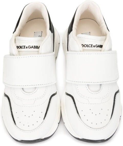Dolce & Gabbana Kids logo-embroidered touch strap trainers White