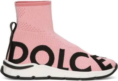 Dolce & Gabbana Kids logo-jacquard sock sneakers Pink