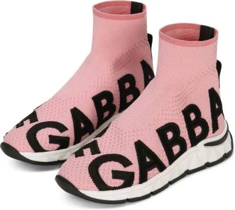 Dolce & Gabbana Kids logo-jacquard sock sneakers Pink