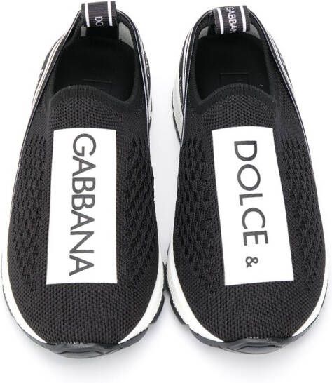 Dolce & Gabbana Kids Sorrento logo-tape slip-on sneakers Black