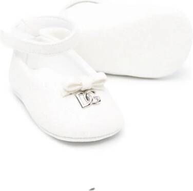 Dolce & Gabbana Kids logo-lettering bow-detailing ballerinas White