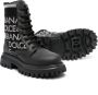 Dolce & Gabbana Kids logo-lettering leather ankle boots Black - Thumbnail 2