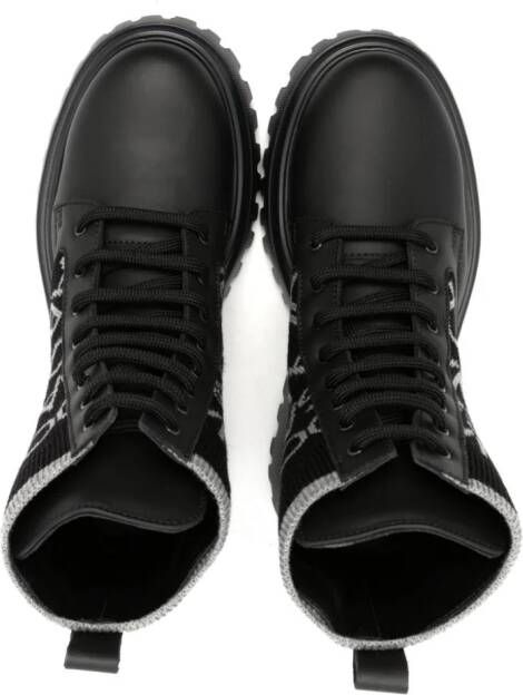 Dolce & Gabbana Kids logo-lettering leather ankle boots Black