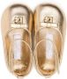 Dolce & Gabbana Kids logo-plaque foiled ballerina shoes Gold - Thumbnail 3