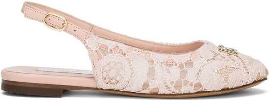 Dolce & Gabbana Kids DG-logo cordonetto-lace slingback sandals Pink