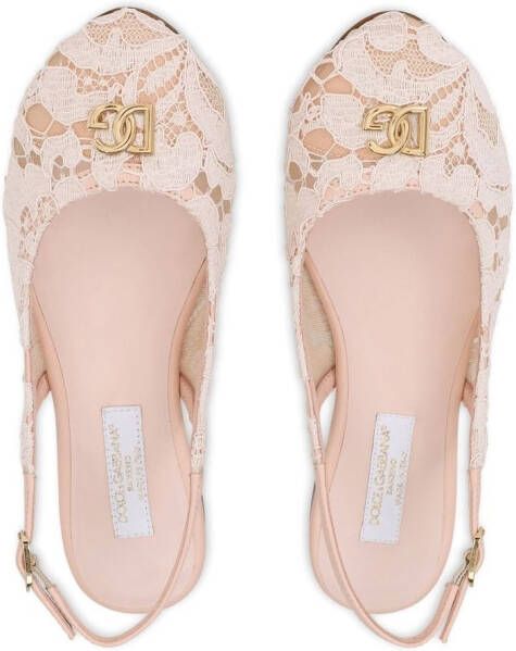 Dolce & Gabbana Kids DG-logo cordonetto-lace slingback sandals Pink