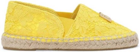 Dolce & Gabbana Kids logo-plaque lace-detailed espadrilles Yellow