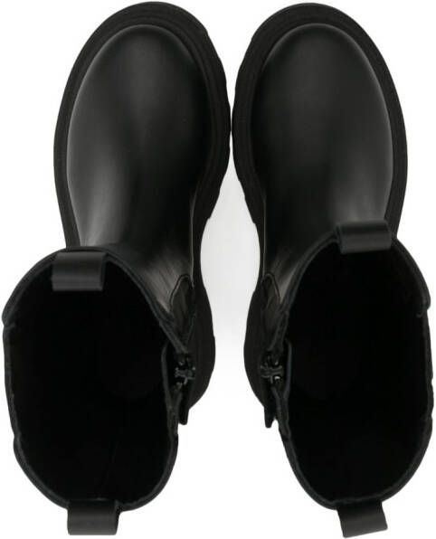 Dolce & Gabbana Kids logo-plaque leather ankle boots Black