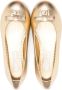 Dolce & Gabbana Kids logo-plaque leather ballerina shoes Gold - Thumbnail 3