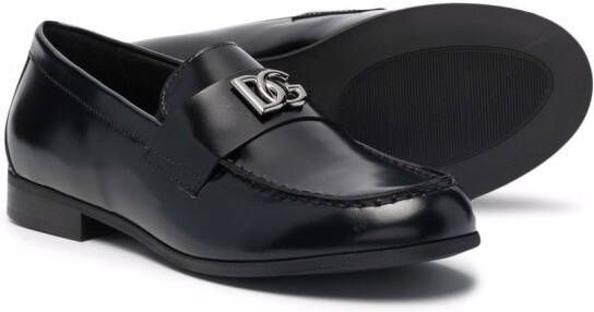 Dolce & Gabbana Kids logo-plaque leather loafers Black