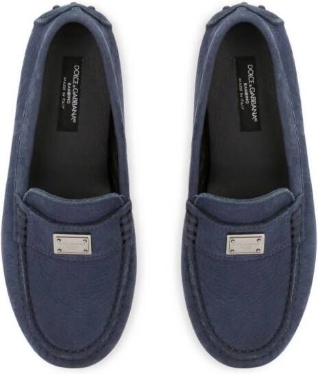 Dolce & Gabbana Kids logo-plaque leather loafers Blue