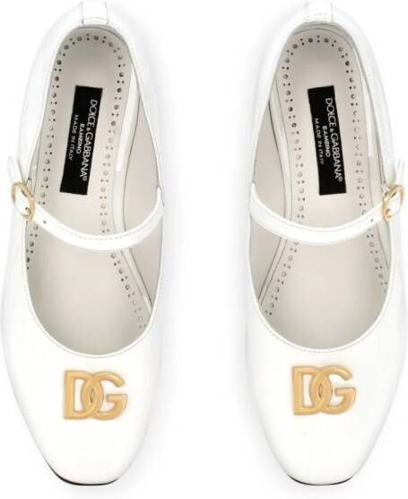 Dolce & Gabbana Kids logo-plaque leather pumps White
