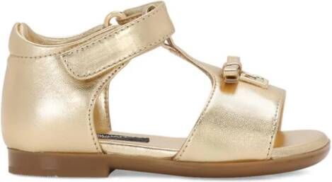 Dolce & Gabbana Kids logo-plaque leather sandals Gold