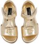 Dolce & Gabbana Kids logo-plaque leather sandals Gold - Thumbnail 4
