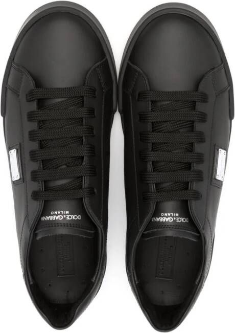 Dolce & Gabbana Kids logo-plaque leather sneakers Black