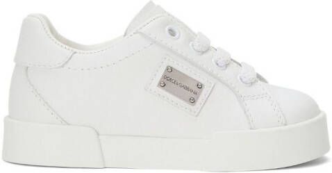 Dolce & Gabbana Kids logo-plaque leather sneakers White