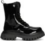 Dolce & Gabbana Kids logo-plaque patent-leather combat boots Black - Thumbnail 2