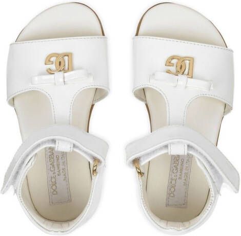 Dolce & Gabbana Kids First Steps patent leather sandals White