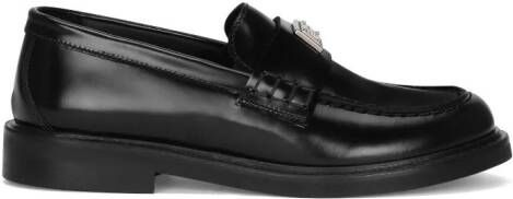 Dolce & Gabbana Kids logo-plaque polished leather loafers Black
