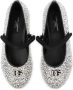 Dolce & Gabbana Kids logo-plaque rhinestone ballerina shoes Silver - Thumbnail 4