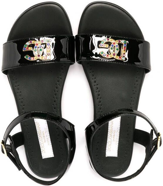 Dolce & Gabbana Kids logo-plaque sandals Black