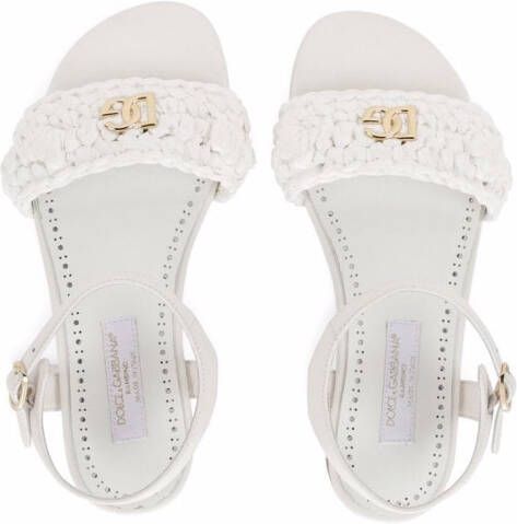 Dolce & Gabbana Kids logo-plaque sandals White