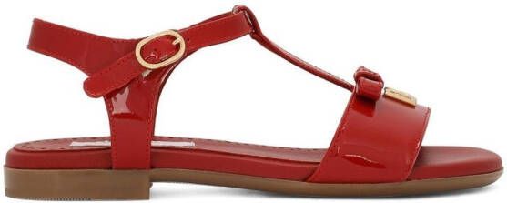 Dolce & Gabbana Kids DG-logo patent leather sandals Red