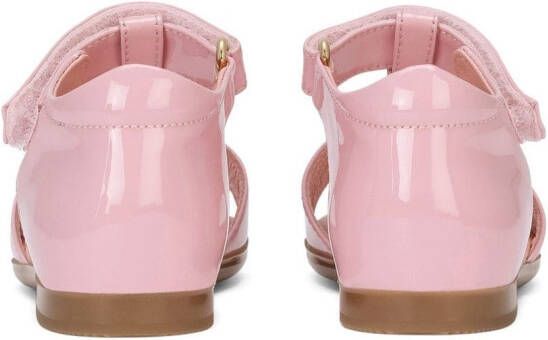 Dolce & Gabbana Kids First Steps patent leather sandals Pink