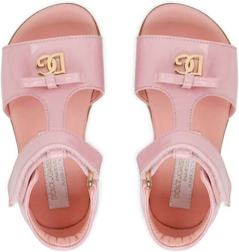 Dolce & Gabbana Kids First Steps patent leather sandals Pink
