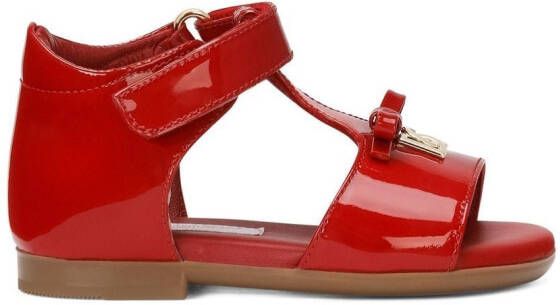Dolce & Gabbana Kids First Steps patent leather sandals Red